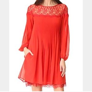 The kooples Muslin & Lace Mini Dress pleated